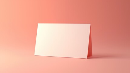 Blank bent paper card mock up on peach fuzz color background.