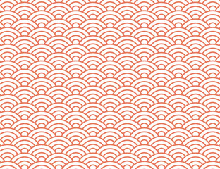 青海波のパターンイラスト オレンジ版