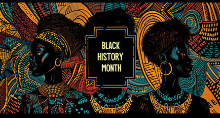 a logo with the words black history month in the style of historical illustration Generative AI