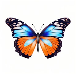 Orange and blue butterfly with black spots