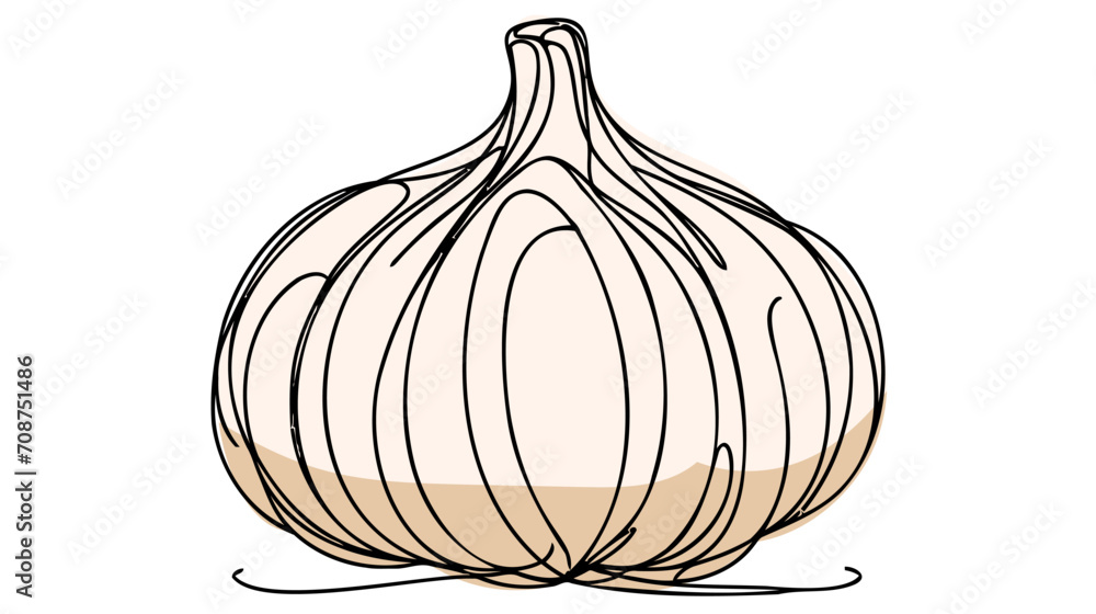 Aufkleber garlic in continuous line art drawing style. garlic bulb minimalist black linear sketch isolated on 