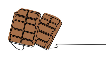 World Chocolate day. Continuous one line drawing of half opened chocolate bar hand drawn vector illustration. Single line drawing.
