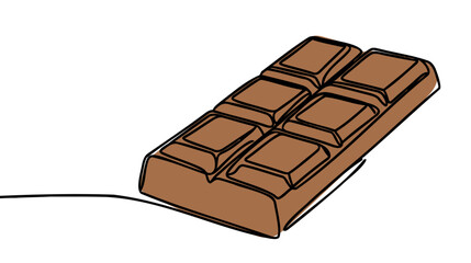 World Chocolate day. Continuous one line drawing of half opened chocolate bar hand drawn vector illustration. Single line drawing.