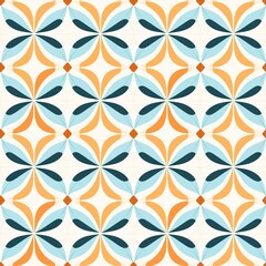 Fototapeta premium Modern seamless pattern with blue, black and orange color