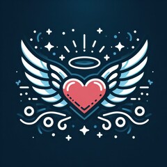 heart with wings or heart and wings. love eith wings or loves and wing