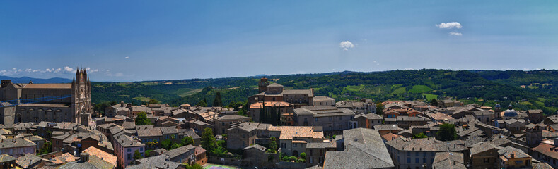Orvieto ancient city and landscape rooftop views from the Tower, Torre del Moro, Umbria Italy 2023