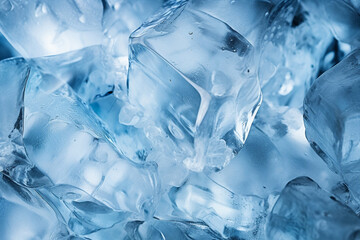 Macro shot of crystal-clear ice texture