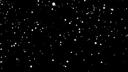 White falling snowflakes overlay. Black background. Winter snowfall footage. Snow weather wallpaper 4k