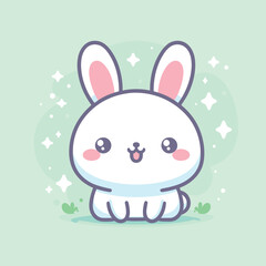 Fototapeta premium cute rabbit cartoon icon illustration