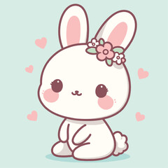 cute rabbit cartoon icon illustration
