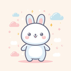 cute rabbit cartoon icon illustration