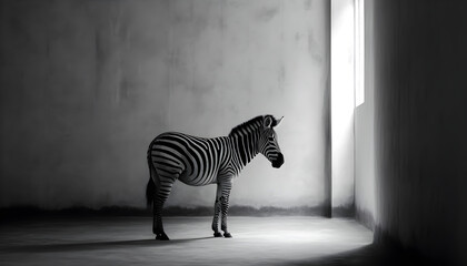 Fototapeta na wymiar Minimalist photo of a zebra