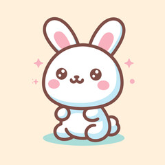 cute rabbit cartoon icon illustration