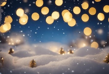 Festive Christmas natural snowy landscape abstract empty stage background with snow snowdrift and de