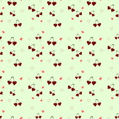 cherry hearts seamless pattern
