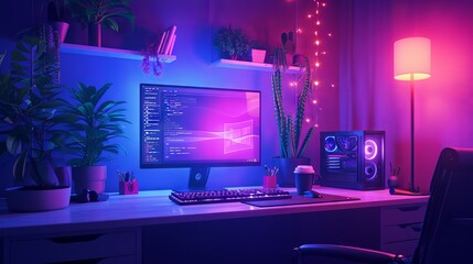 Computer display with vector design program. 3D Web Vector Illustrations" ai generated "