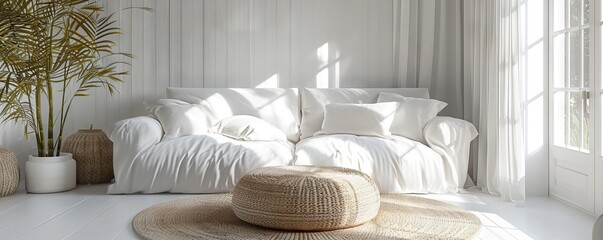 Interior of bed room with white sofa 3d rendering " ai generated "
