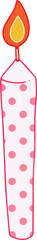 Pink and red polka dots birthday candle flat icon cartoon PNG