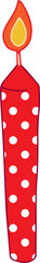 Pink and red polka dots birthday candle flat icon cartoon PNG