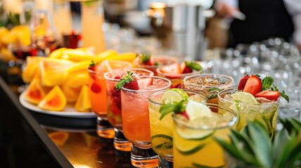 variety of colorful, attractive soft drinks and cocktails at social events. The modern trend of a break from drinking alcohol
