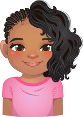 American African little girl faces, avatars, kid heads with dreadlocks hair