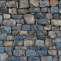 Fototapeta premium A brick wall made of various rocks and stones
