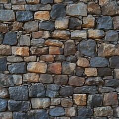 Fototapeta premium A brick wall made of various rocks and stones