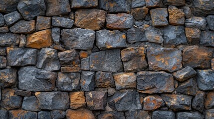 Fototapeta premium A brick wall made of various rocks and stones