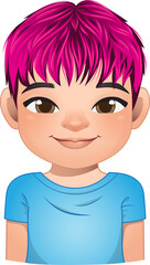 Little boy face, avatar, kid head with dreadlocks hair cartoon PNG