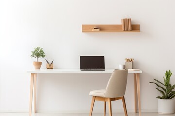 Immerse yourself in a lifelike image of a minimalist office, where every detail has been thoughtfully designed to create a harmonious and inspiring work environment