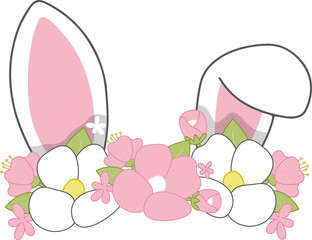 Easter day with bunny ears headband cartoon PNG