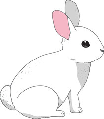 Minimal bunny line art doodle cartoon PNG