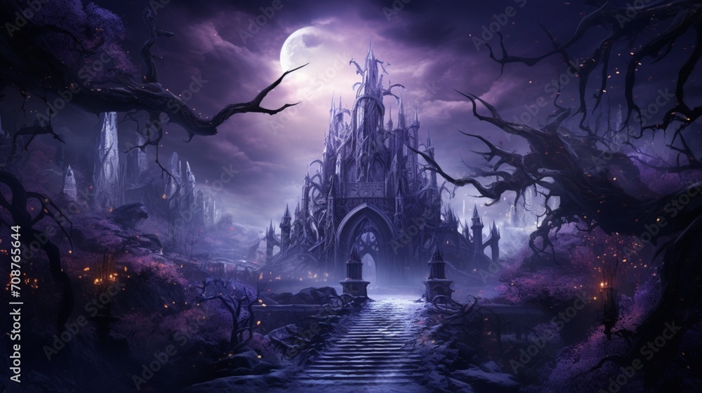 Poster high-resolution digital manipulation transforming a castle landscape - ai generative
