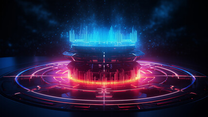 Quantum information processing concept. AI and quantum computing for enhance algorithm of machine learning data. Graphics processing unit, 3d GPU. increase deep learning power, glowing qubits. Ai art