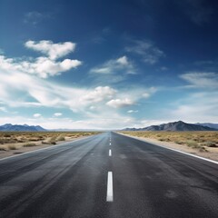 Naklejka premium Long and winding road through a desert landscape