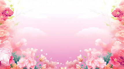 Fototapeta premium Floral frame with decorative flowers, decorative flower background pattern, floral border background