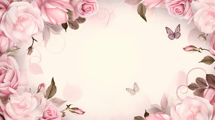 Empty floral frame with copy space for greeting card or invitation design