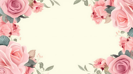 Empty floral frame with copy space for greeting card or invitation design