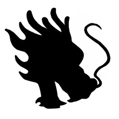 Silhouette black dragon head