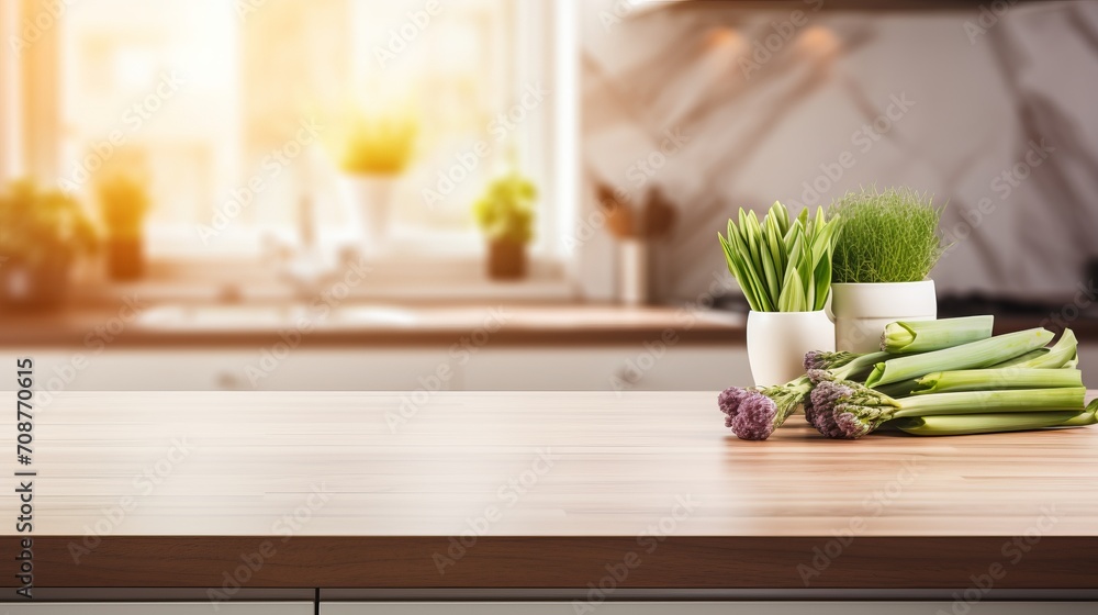 Poster fresh and vibrant asparagus on a rustic wooden table with copy space for text placement