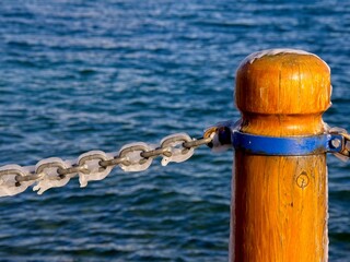 Ice covers rails of a pier in Sidney BC