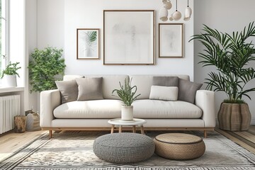 Contemporary Interior Design Background. Scandinavian Living Room.