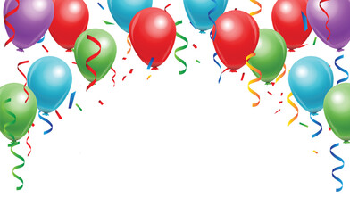 balloon and confetti vector with transparent background
