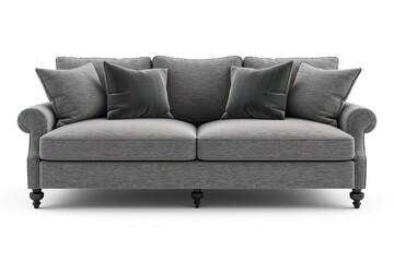 Grey sofa isolated on a white background.