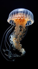 Stunning bio-luminescent jellyfish in the deep blue sea