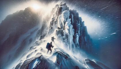 Two Climbers in The Midst of a Snowstorm.