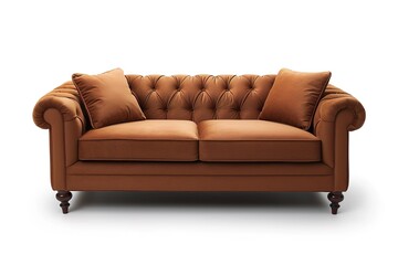 Light brown sofa (couch) isolated on white.