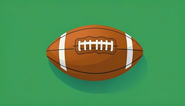 Super Bowl sunday American football ball. Flat illustration style. Sports equipment. Vector illustration isolated on a green background created with generative ai