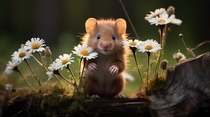 Small Rodent In A Field Of Flowers
