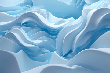 Soft, blue waves in a flowing, abstract pattern create a calming backdrop - obrazy, fototapety, plakaty